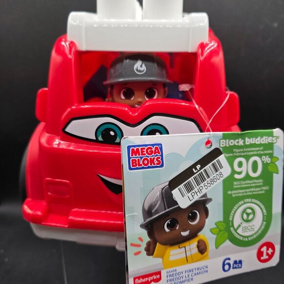 Mega Bloks Block Buddies Freddy Firetruck Toy 6 Pieces Age 1+ FSC Eco-Friendly P - Picture 3 of 9